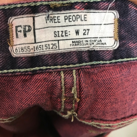 Free People Red Stonewashed Distressed Denim Short - Picture 5 of 5